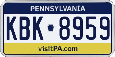 PA license plate KBK8959