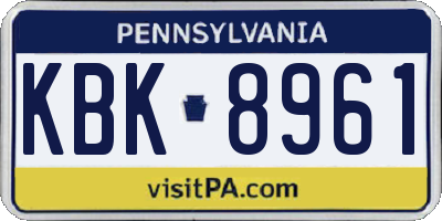 PA license plate KBK8961