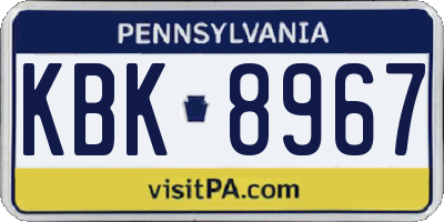 PA license plate KBK8967