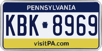 PA license plate KBK8969