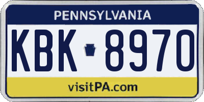 PA license plate KBK8970