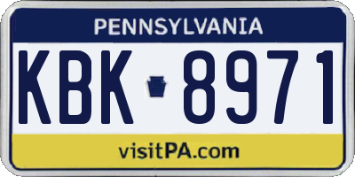 PA license plate KBK8971