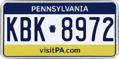 PA license plate KBK8972