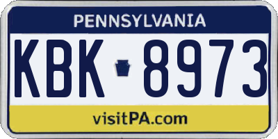 PA license plate KBK8973