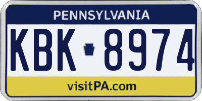 PA license plate KBK8974