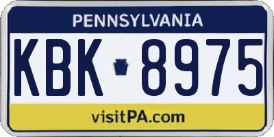 PA license plate KBK8975