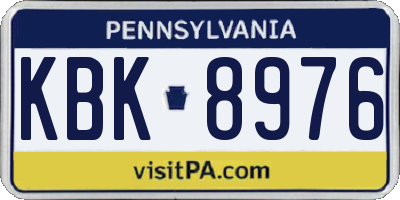 PA license plate KBK8976