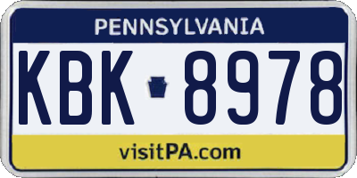 PA license plate KBK8978