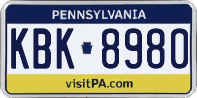 PA license plate KBK8980