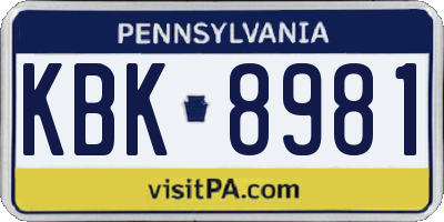 PA license plate KBK8981