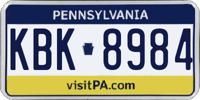 PA license plate KBK8984