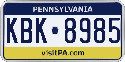 PA license plate KBK8985