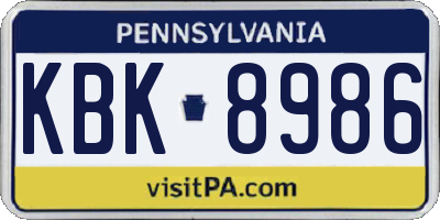 PA license plate KBK8986