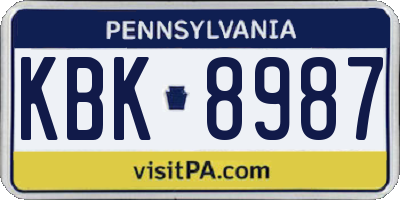 PA license plate KBK8987
