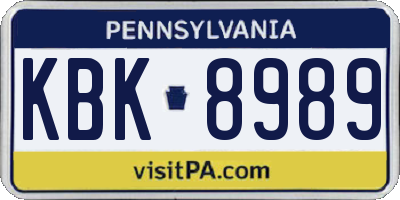 PA license plate KBK8989