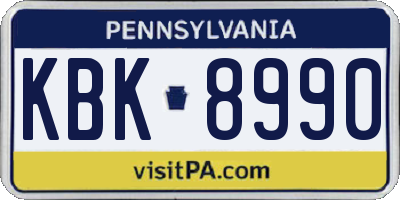PA license plate KBK8990