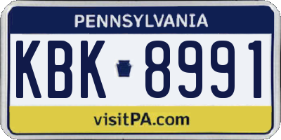 PA license plate KBK8991
