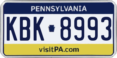 PA license plate KBK8993