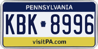 PA license plate KBK8996