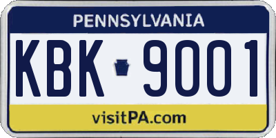 PA license plate KBK9001