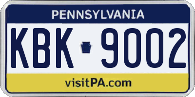 PA license plate KBK9002