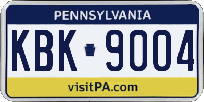 PA license plate KBK9004