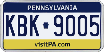 PA license plate KBK9005