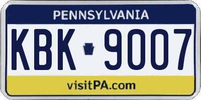 PA license plate KBK9007
