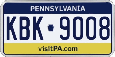 PA license plate KBK9008