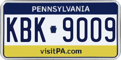 PA license plate KBK9009