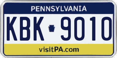 PA license plate KBK9010