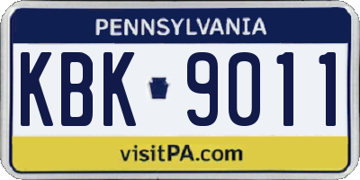 PA license plate KBK9011