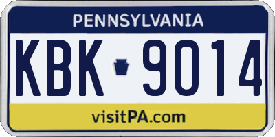 PA license plate KBK9014