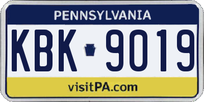 PA license plate KBK9019