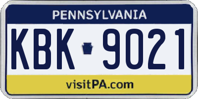 PA license plate KBK9021