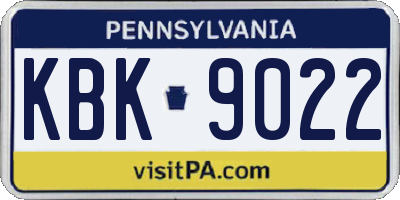 PA license plate KBK9022