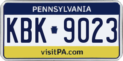 PA license plate KBK9023