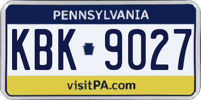 PA license plate KBK9027