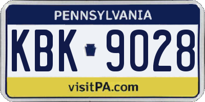 PA license plate KBK9028