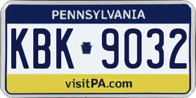 PA license plate KBK9032