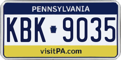 PA license plate KBK9035