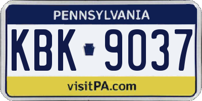 PA license plate KBK9037