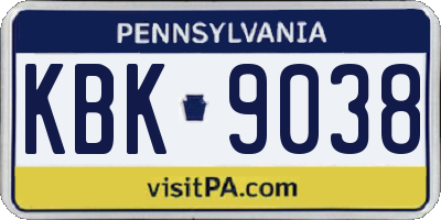 PA license plate KBK9038