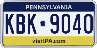 PA license plate KBK9040
