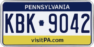 PA license plate KBK9042