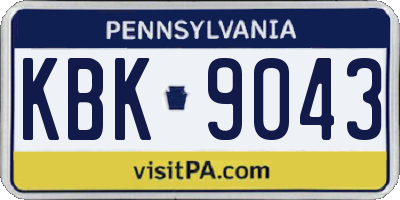 PA license plate KBK9043