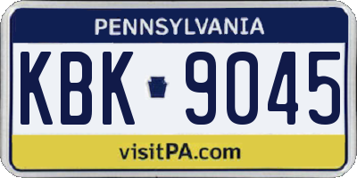 PA license plate KBK9045