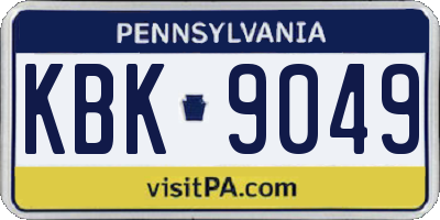 PA license plate KBK9049