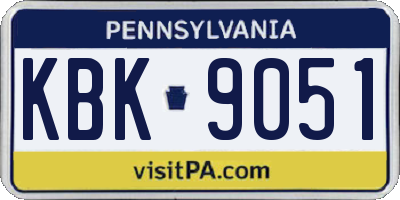 PA license plate KBK9051