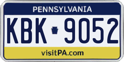 PA license plate KBK9052